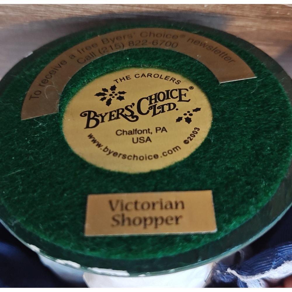 Byers Choice Victorian Shopper Caroler 03 Navy Blue Red Lace 13' LTE 32/100 - Picture 11 of 12